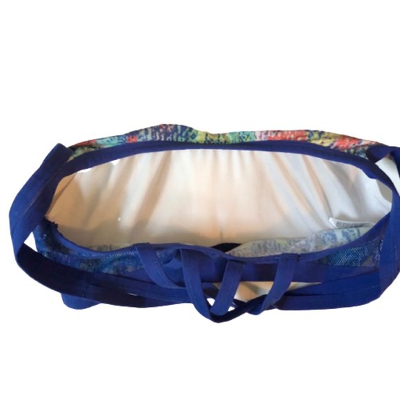 Lily of France X-Back Medium-Impact Sports Bra - Blue/Pink/White - L - Picture 4 of 6